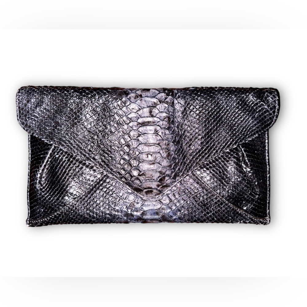 Vintage Sondra Roberts Authentic Snake Skin Large Clutch